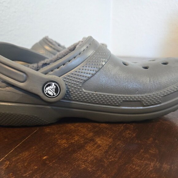 Croc Dual Comfort Gray Slip-On Clogs Fur Lined Men's-4 Women's-6 - Picture 3 of 15
